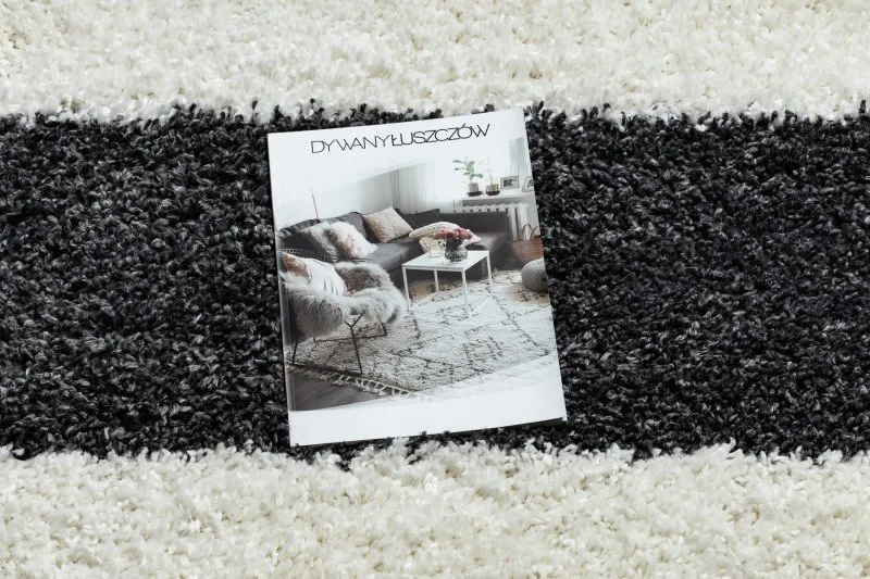 Teppich UNION 4079 Streifen grau / sahne Franse berber marokkanisch shaggy zottig