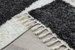 Teppich UNION 4079 Streifen grau / sahne Franse berber marokkanisch shaggy zottig