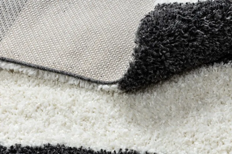 Teppich UNION 4079 Streifen grau / sahne Franse berber marokkanisch shaggy zottig
