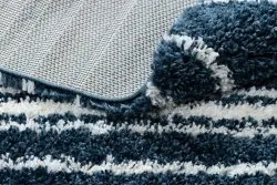 Teppich UNION 4080 Streifen blau / sahne Franse berber marokkanisch shaggy zottig