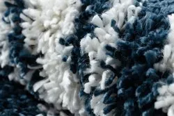 Teppich UNION 4080 Streifen blau / sahne Franse berber marokkanisch shaggy zottig