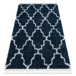 Teppich UNION Marokkanisches Spalier blau / sahne Franse berber marokkanisch shaggy zottig
