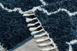 Teppich UNION 3488 Marokkanisches Spalier blau / sahne Franse berber marokkanisch shaggy zottig