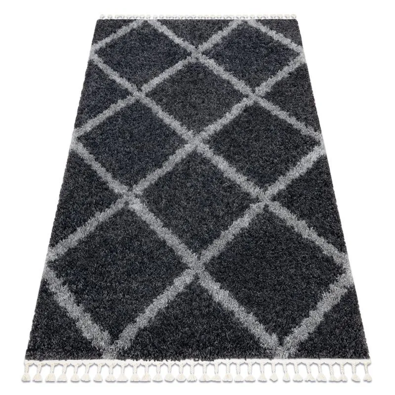 Teppich UNION 3482 Gitter grau Franse berber marokkanisch shaggy zottig