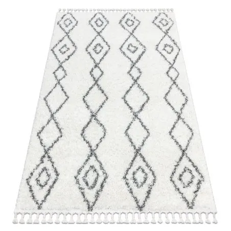 Teppich UNION 3374 Diamanten, Kette sahne / grau Franse berber marokkanisch shaggy zottig