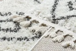 Teppich UNION 3374 Diamanten, Kette sahne / grau Franse berber marokkanisch shaggy zottig