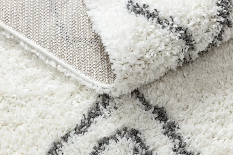 Teppich UNION 3374 Diamanten, Kette sahne / grau Franse berber marokkanisch shaggy zottig