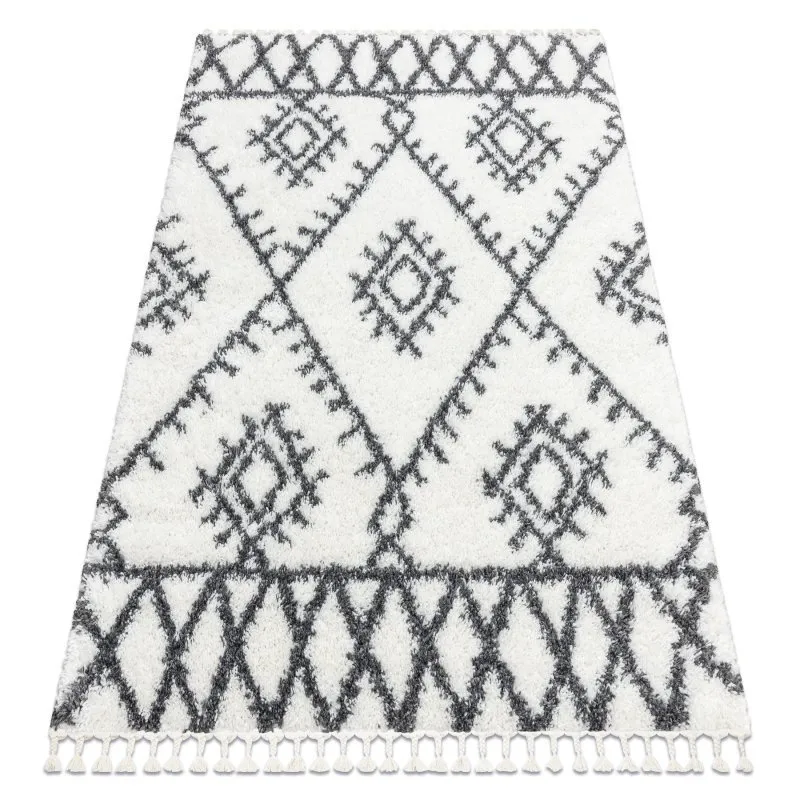 Teppich UNION 3481 Zickzack sahne / grau Franse berber marokkanisch shaggy zottig