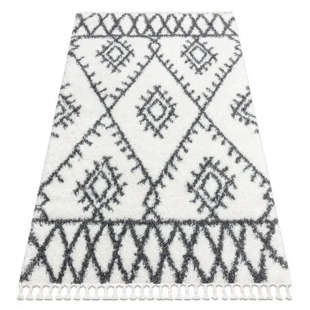 Teppich UNION 3481 Zickzack sahne / grau Franse berber marokkanisch shaggy zottig
