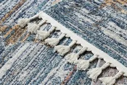 Modern Teppich BELLE BF13C blau / beige Franse 
