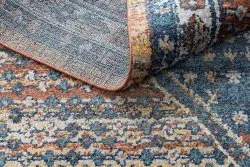 Modern Teppich BELLE BG58A dunkelblau / beige Franse 