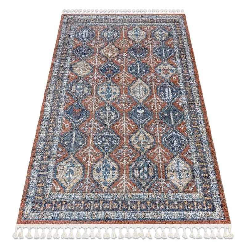 Modern Teppich BELLE BG60A braun / rosa Franse 