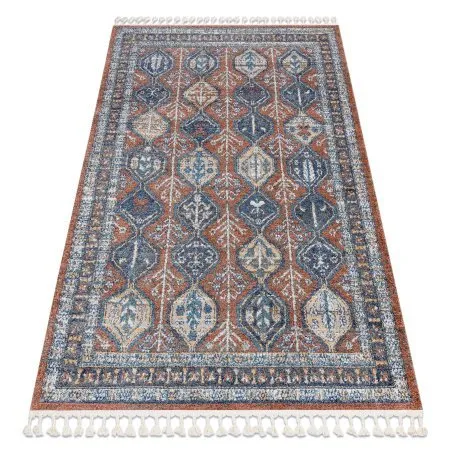 Modern Teppich BELLE BG60A braun / rosa Franse 