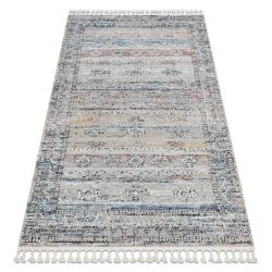 Modern Teppich BELLE BN25A beige / blau Franse