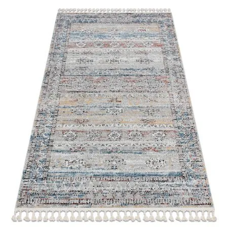 Modern Teppich BELLE BN25A beige / blau Franse 