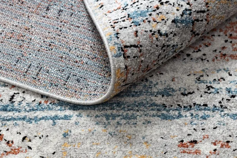 Modern Teppich BELLE BN25A beige / blau Franse 