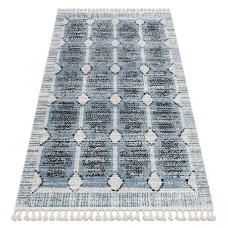 Modern Teppich BELLE BR22A beige / blau Franse 