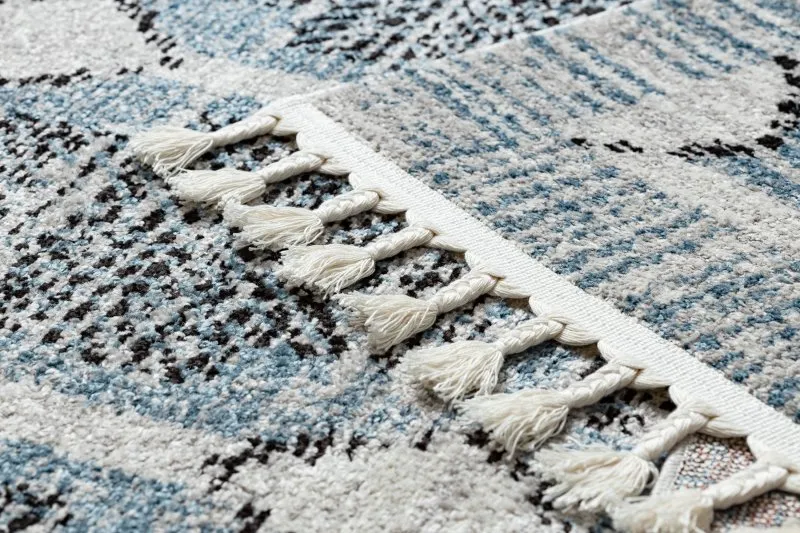 Modern Teppich BELLE BR22A beige / blau Franse 