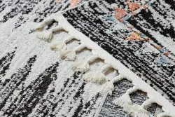 Modern Teppich BELLE BR23A schwarz / rosa Franse 