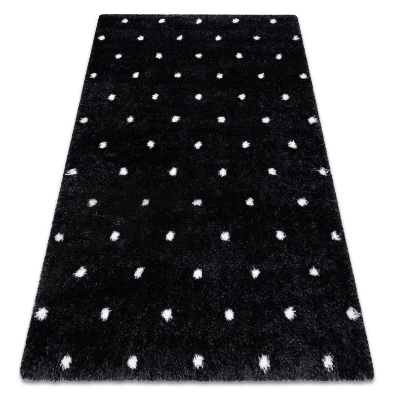 Teppich FLUFFY 2370 Shaggy Punkte - anthrazit / weiß