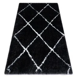 Teppich FLUFFY Shaggy Gitter - anthrazit / weiß