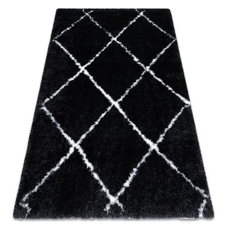 Teppich FLUFFY 2373 Shaggy Gitter - anthrazit / weiß