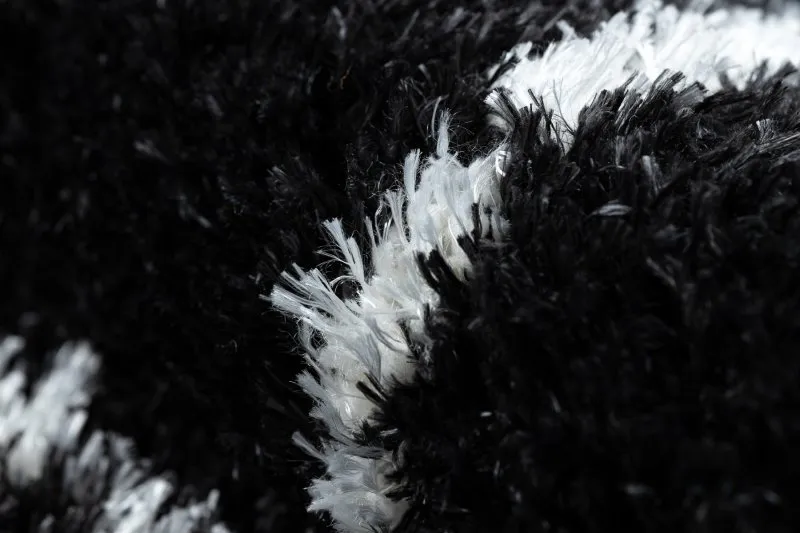 Teppich FLUFFY 2373 Shaggy Gitter - anthrazit / weiß