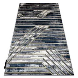 Modern DE LUXE Teppich 460 Linien - Strukturell dunkelblau / gold