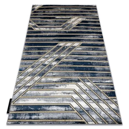 Modern DE LUXE Teppich 460 Linien - Strukturell dunkelblau / gold