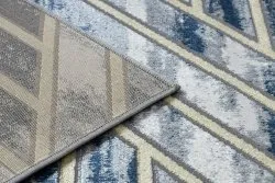 Modern DE LUXE Teppich 460 Linien - Strukturell dunkelblau / gold