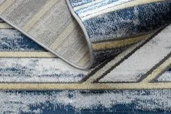 Modern DE LUXE Teppich 460 Linien - Strukturell dunkelblau / gold