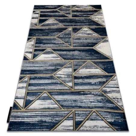 Modern DE LUXE Teppich 462 Geometrisch - Strukturell dunkelblau / gold
