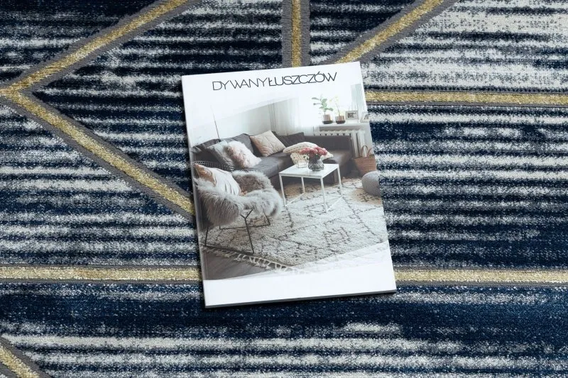 Modern DE LUXE Teppich 462 Geometrisch - Strukturell dunkelblau / gold