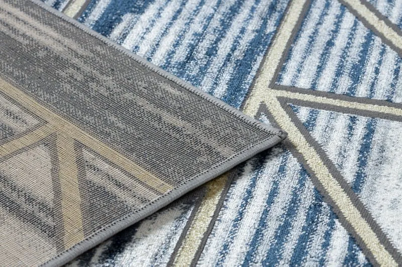 Modern DE LUXE Teppich 462 Geometrisch - Strukturell dunkelblau / gold