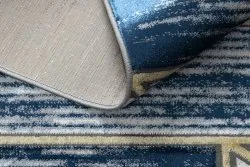 Modern DE LUXE Teppich 462 Geometrisch - Strukturell dunkelblau / gold