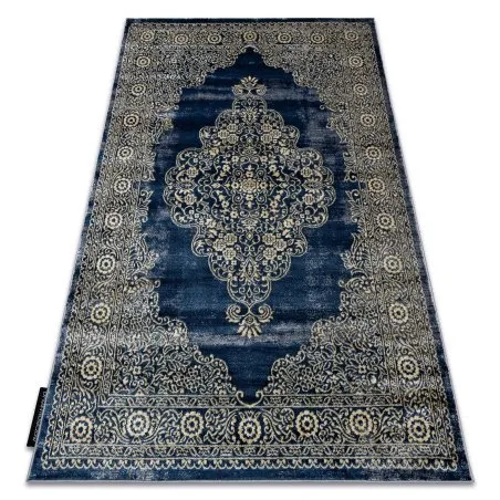 Modern DE LUXE Teppich 474 Ornament - Strukturell dunkelblau / gold