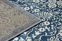 Modern DE LUXE Teppich 474 Ornament - Strukturell dunkelblau / gold