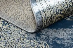 Modern DE LUXE Teppich 474 Ornament - Strukturell dunkelblau / gold
