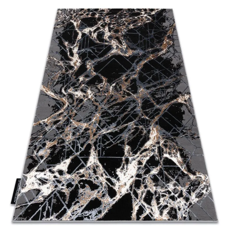 Modern DE LUXE Teppich 622 Abstraktion - Strukturell grau / gold