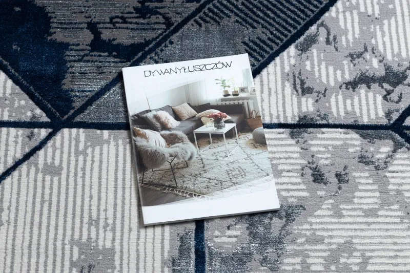 Modern DE LUXE Teppich 632 Geometrisch - Strukturell creme / dunkelblau