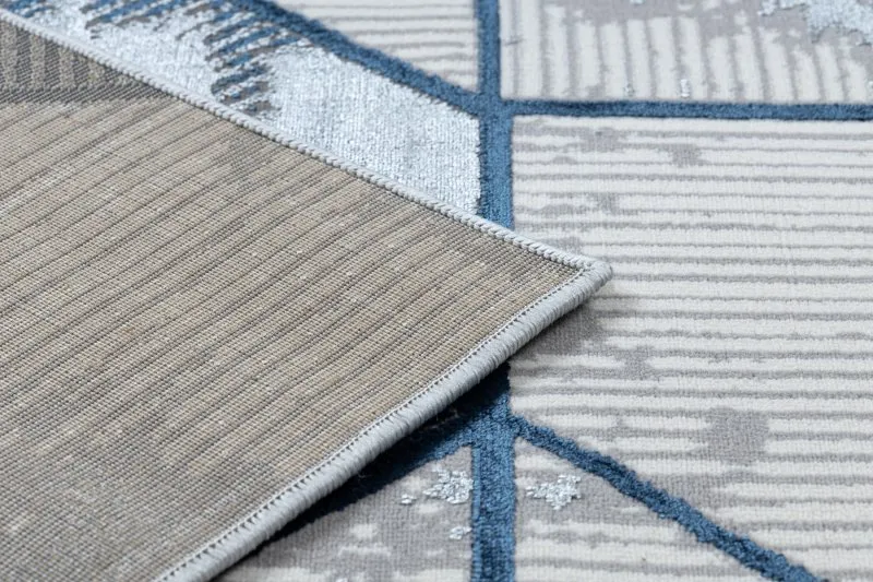 Modern DE LUXE Teppich 632 Geometrisch - Strukturell creme / dunkelblau