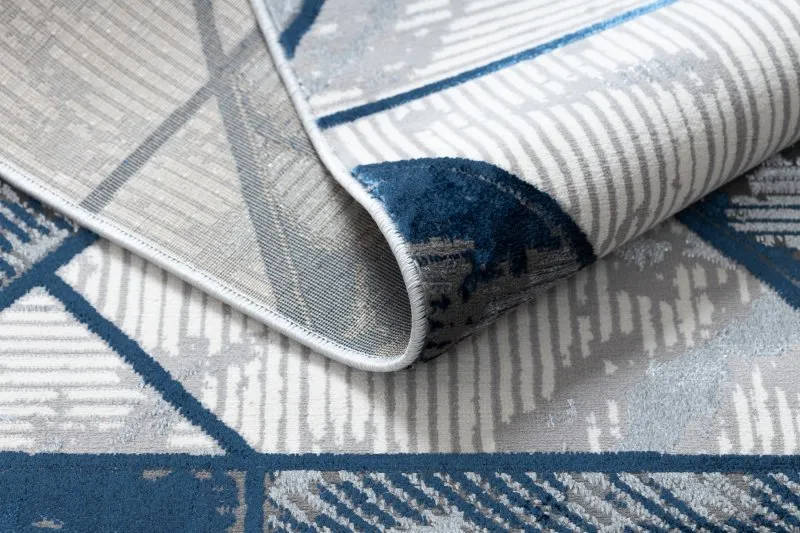 Modern DE LUXE Teppich 632 Geometrisch - Strukturell creme / dunkelblau