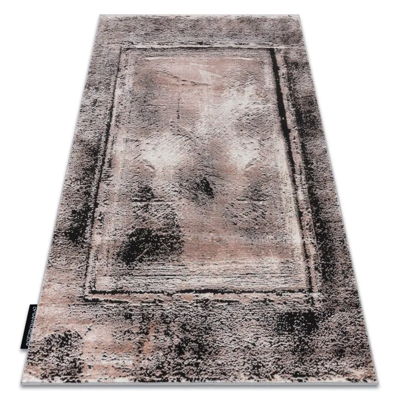 Modern DE LUXE Teppich 634 Rahmen vintage - Strukturell grau / rosa