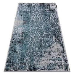 Modern DE LUXE Teppich Ornament vintage - Strukturell blau / grau
