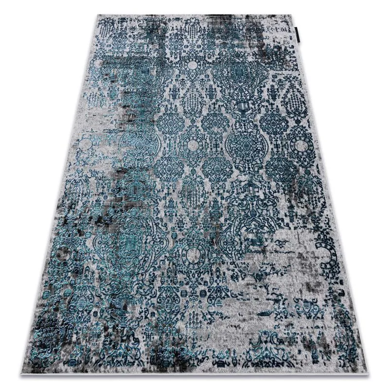 Modern DE LUXE Teppich 2081 Ornament vintage - Strukturell blau / grau