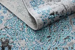 Modern DE LUXE Teppich 2081 Ornament vintage - Strukturell blau / grau
