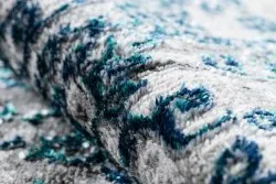 Modern DE LUXE Teppich 2081 Ornament vintage - Strukturell blau / grau