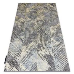 Modern DE LUXE Teppich Fischgrätenmuster vintage - Strukturell gold / grau