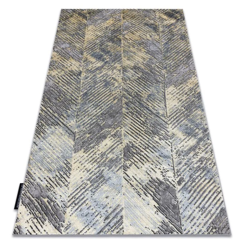 Modern DE LUXE Teppich 2087 Fischgrätenmuster vintage - Strukturell gold / grau