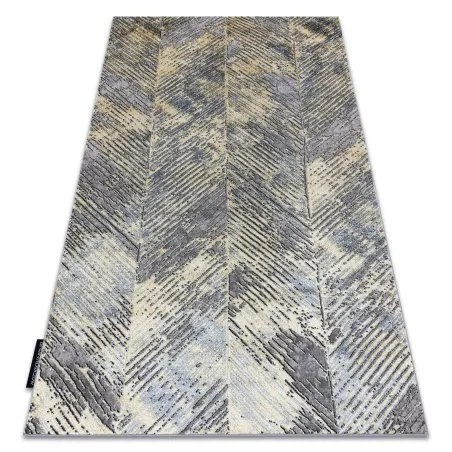 Modern DE LUXE Teppich 2087 Fischgrätenmuster vintage - Strukturell gold / grau